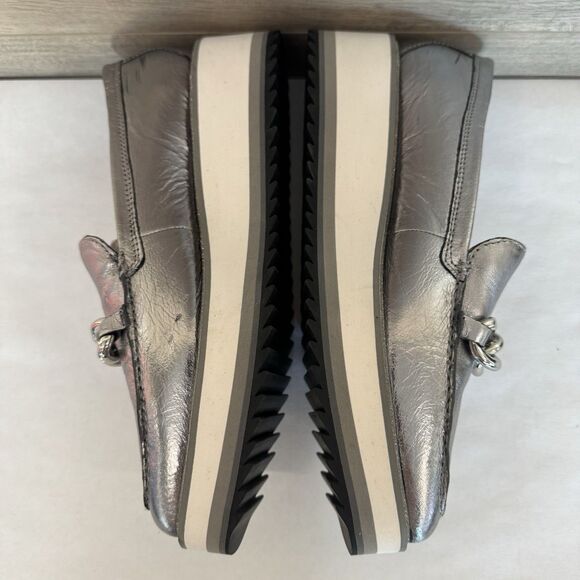 Johnston & Murphy Metallic Silver Platform Wedge Slip On Loafer Women 8 M Chain - Picture 4 of 15